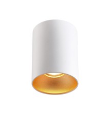 GU10 Gold Round Surface-Mounted Light Fixture, 85x110, White | LVT
