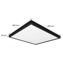 600x600x38mm 40W Black Ceiling-Mounted LED Panel | LVT