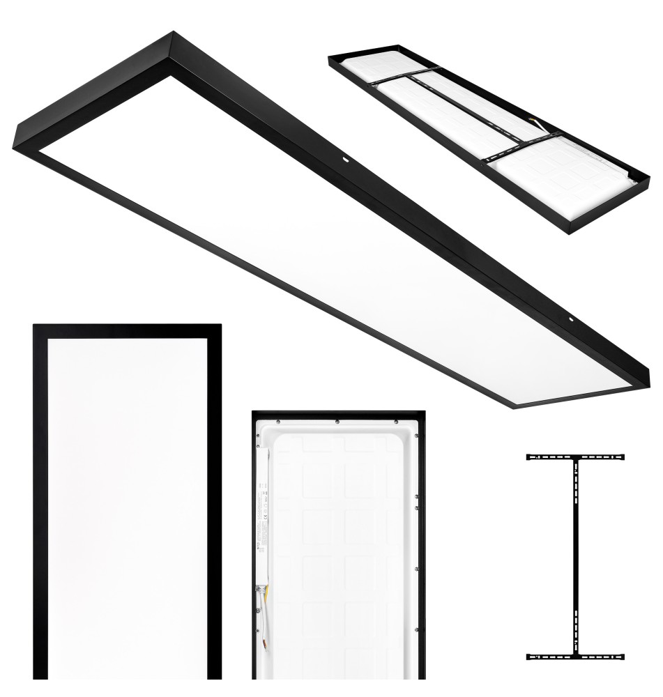 300x1200x38mm 60W Black Ceiling-Mounted LED Panel | LVT