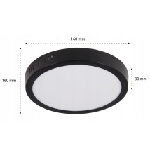 Panel LED natynkowy okrągły Proma 12W 4000K czarny | LVT