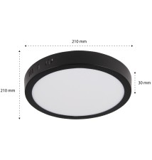 Panel LED natynkowy okrągły Proma 18W 4000K czarny | LVT