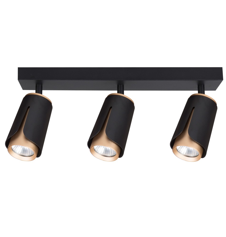 Kinkiet GU10 LED x3 czarny + złoty
