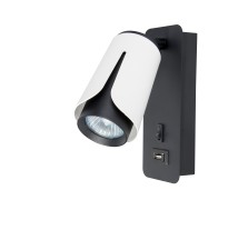Kinkiet do czytania GU10 biały + czarny USB A + C | LVT