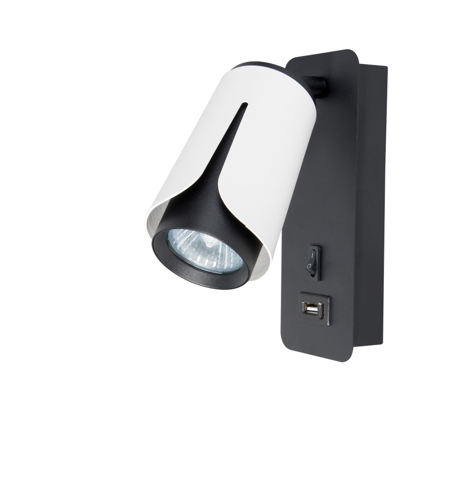 Kinkiet do czytania GU10 biały + czarny USB A + C