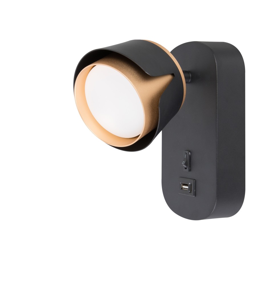 Kinkiet do czytania GX53 czarny + złoty USB | LVT