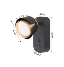 GX53 Black + Gold USB Reading Wall Lamp | LVT
