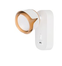 Kinkiet do czytania GX53 biały + złoty USB | LVT