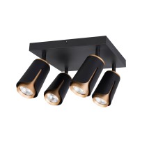 Kinkiet GU10 LED x4 czarny + złoty kwadratowy