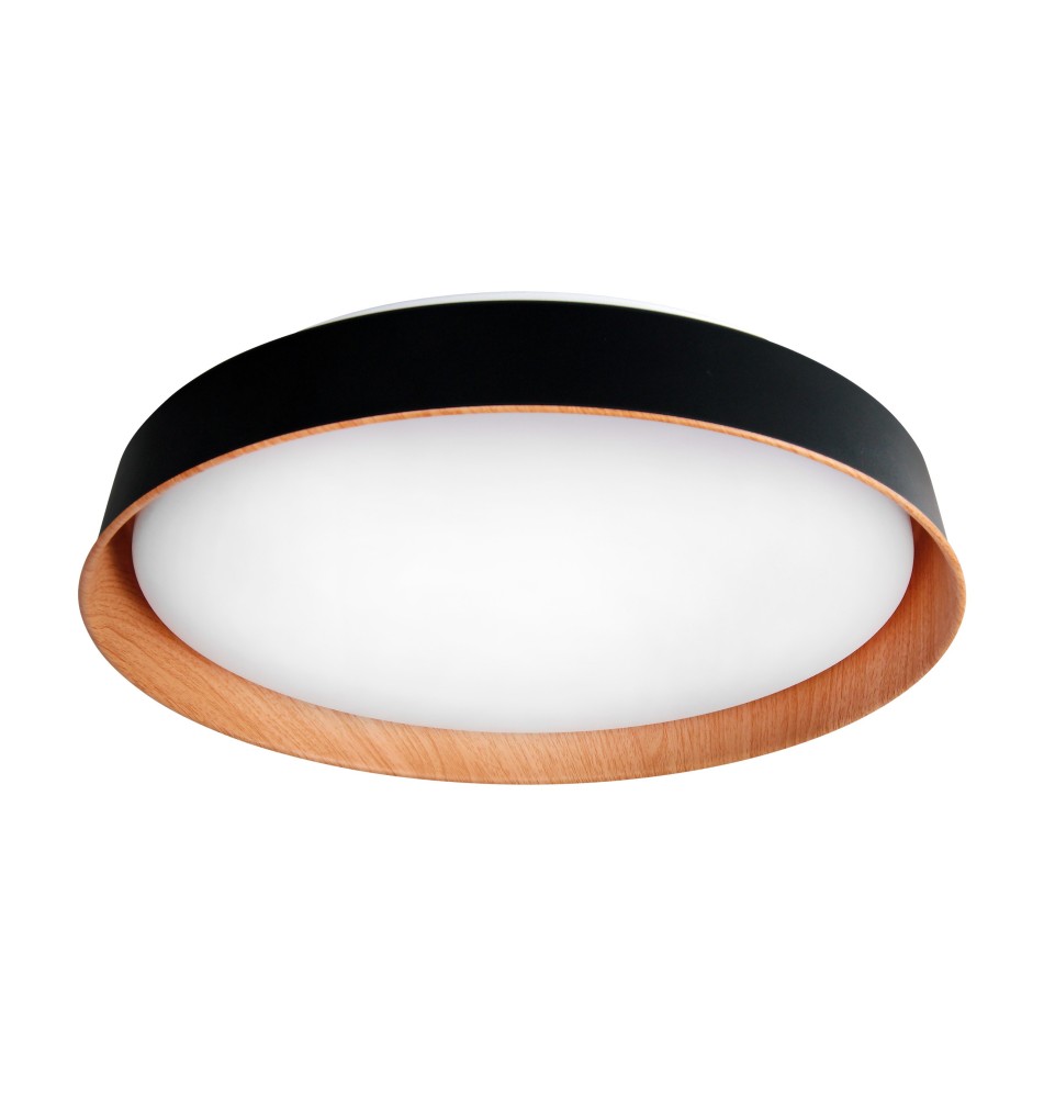 Plafon LED 3CCT 54W czarny + drewno pilot