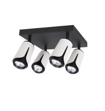 Kinkiet GU10 LED x4 biały + czarny kwadratowy | LVT