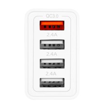 Zasilacz Quick Charge 20W 4xUSB-A biały | LVT