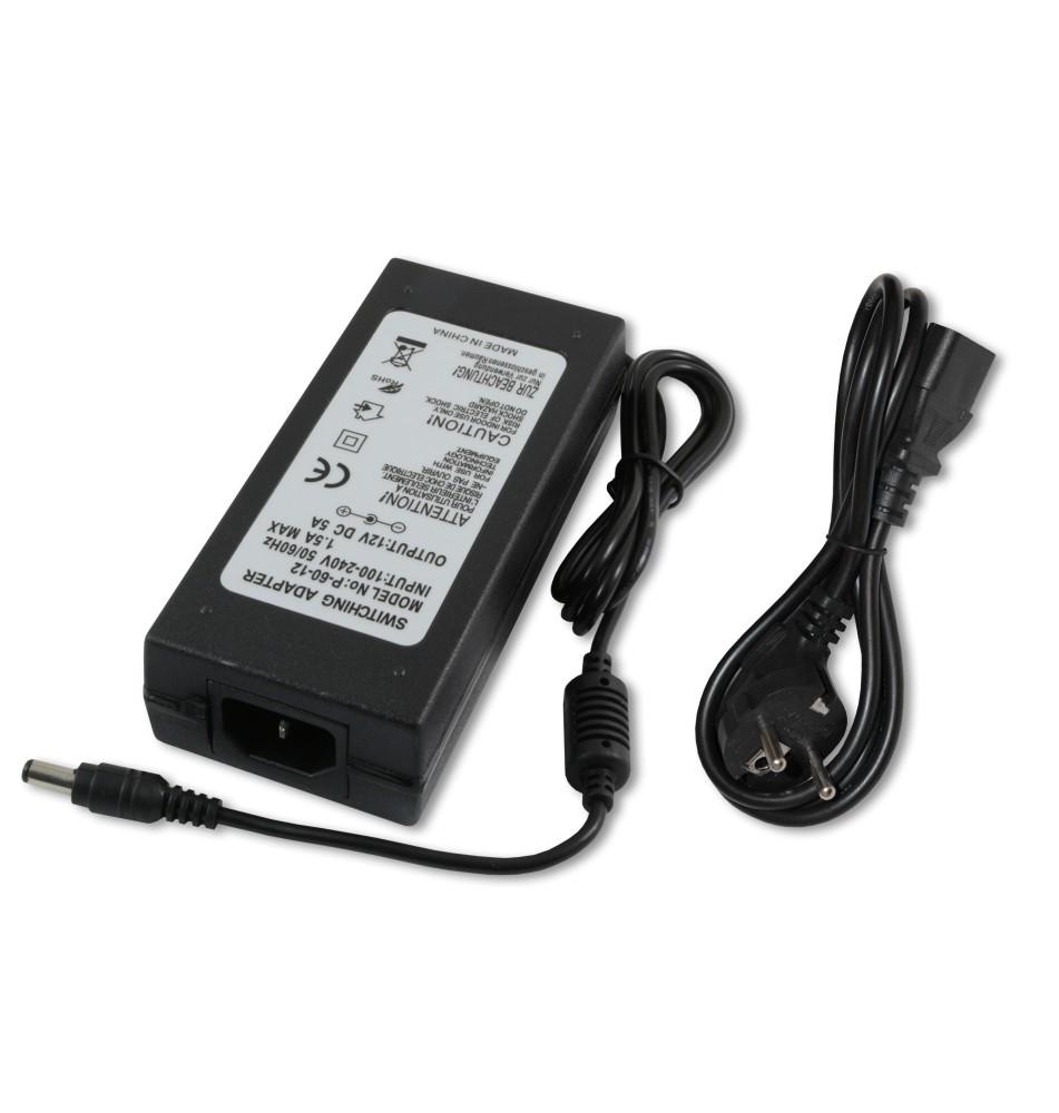 Zasilacz impulsowy desktop 12V/ 5,0A z kablem 3pin | LVT
