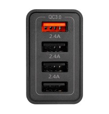 Zasilacz Quick Charge 20W 4xUSB-A czarny | LVT