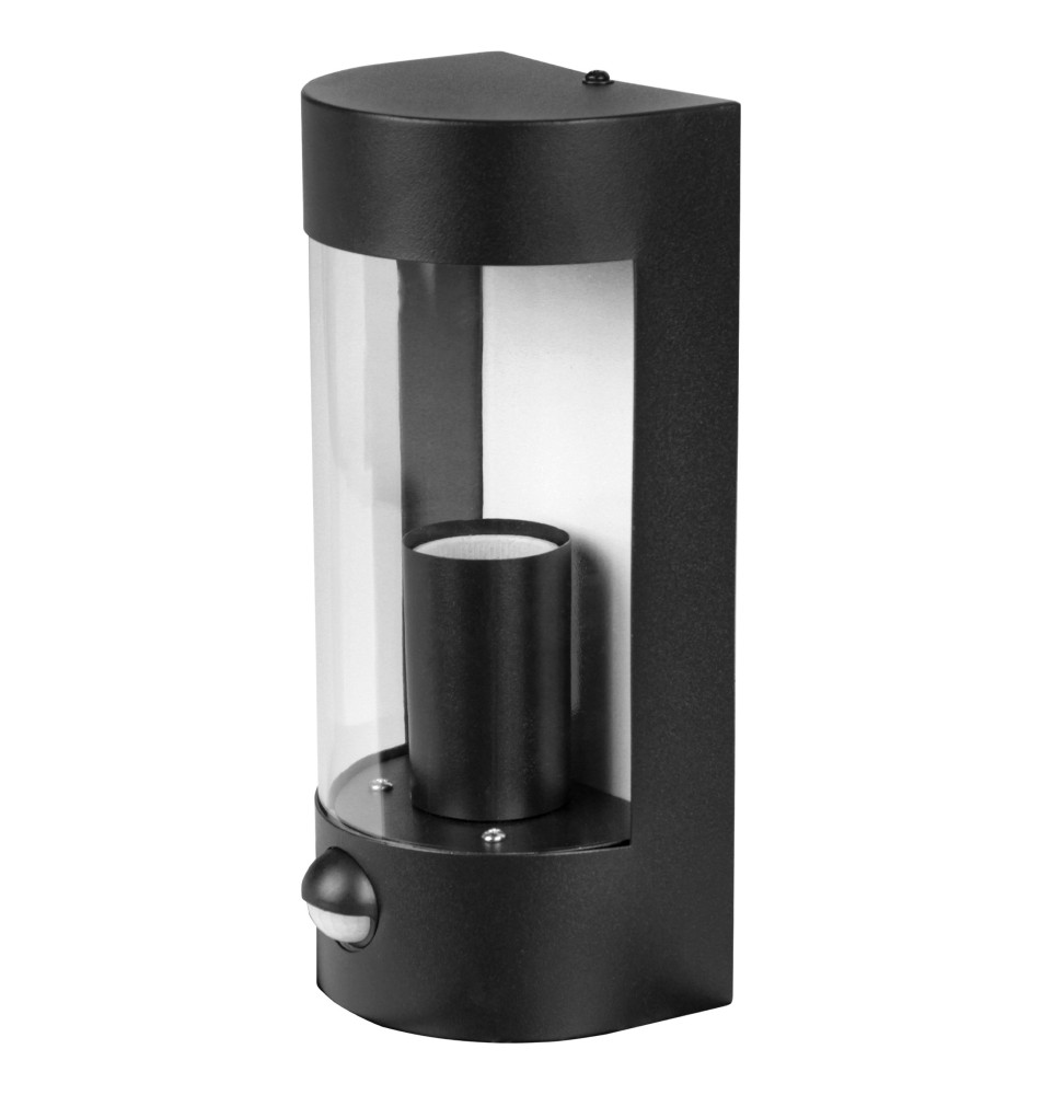 Kinkiet E27 LED IP44 PC czarny PIR | LVT