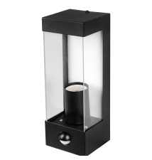 Kinkiet E27 LED IP44 PC PIR czarny