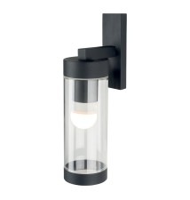 E27 LED IP44 Clear Black Wall Sconce | LVT