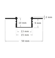 Profil LED PCV 50x12 Wpuszczany GK biały 1m Klosz mleczny | LVT
