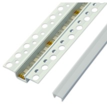 50x12 PVC LED Profile, Recessed for Drywall, White, 1 m, Transparent Cover | LVT