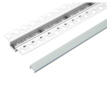 50x12 PVC LED Profile, Recessed for Drywall, White, 2 m, Frosted Cover | LVT
