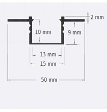 Profil LED PCV 50x12 Wpuszczany GK biały 2m Klosz mleczny | LVT