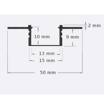 Profil LED PCV 50x12 Wpuszczany GK biały 2m Klosz transparentny