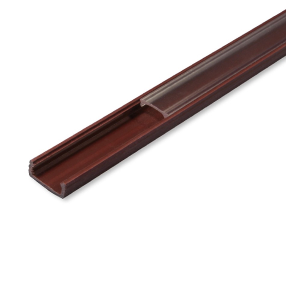16x7 Slim Brown PVC LED Profile, 2 m, Transparent Diffuser | LVT