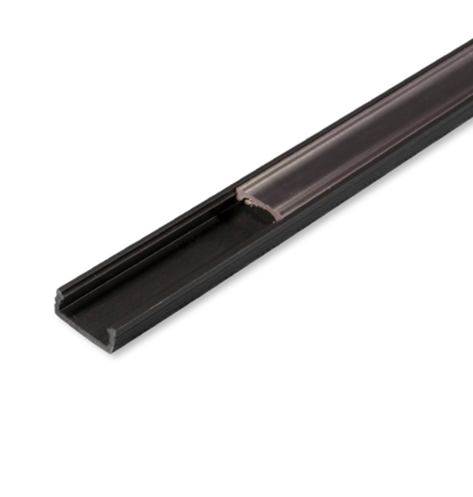 Profil LED PCV 16x7 Slim czarny 1m Klosz transparentny