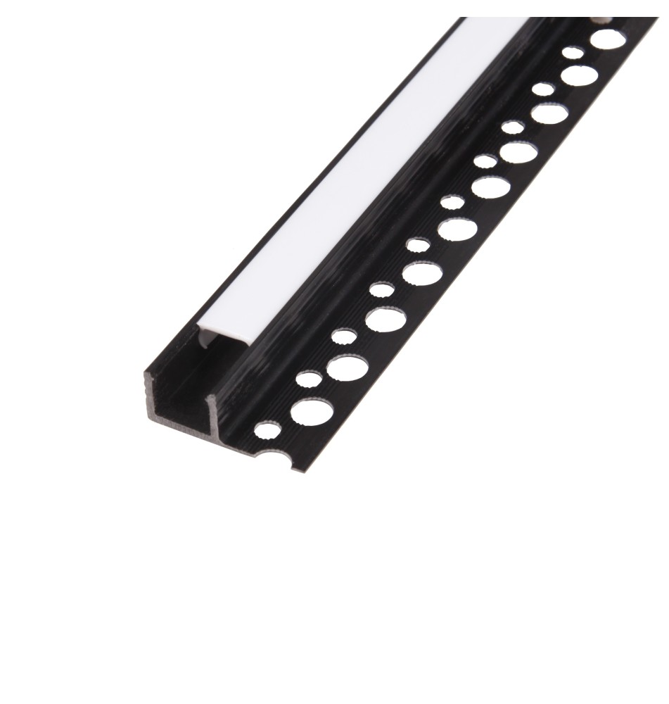 Profil LED PCV 33x12 Wpuszczany glazura czarny 2m Klosz mleczny | LVT