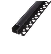 Profil LED PCV 33x12 Wpuszczany glazura czarny 2m Klosz transparentny | LVT