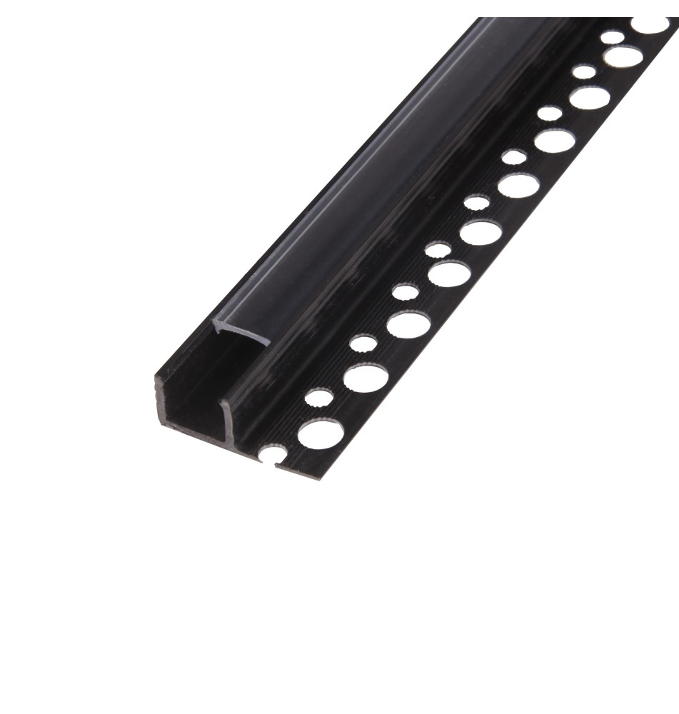 Profil LED PCV 33x12 Wpuszczany glazura czarny 2m Klosz transparentny | LVT