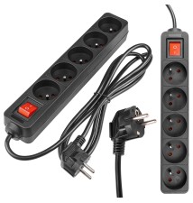 Przedłużacz Silo czarny 5x230V 1,5m włącznik