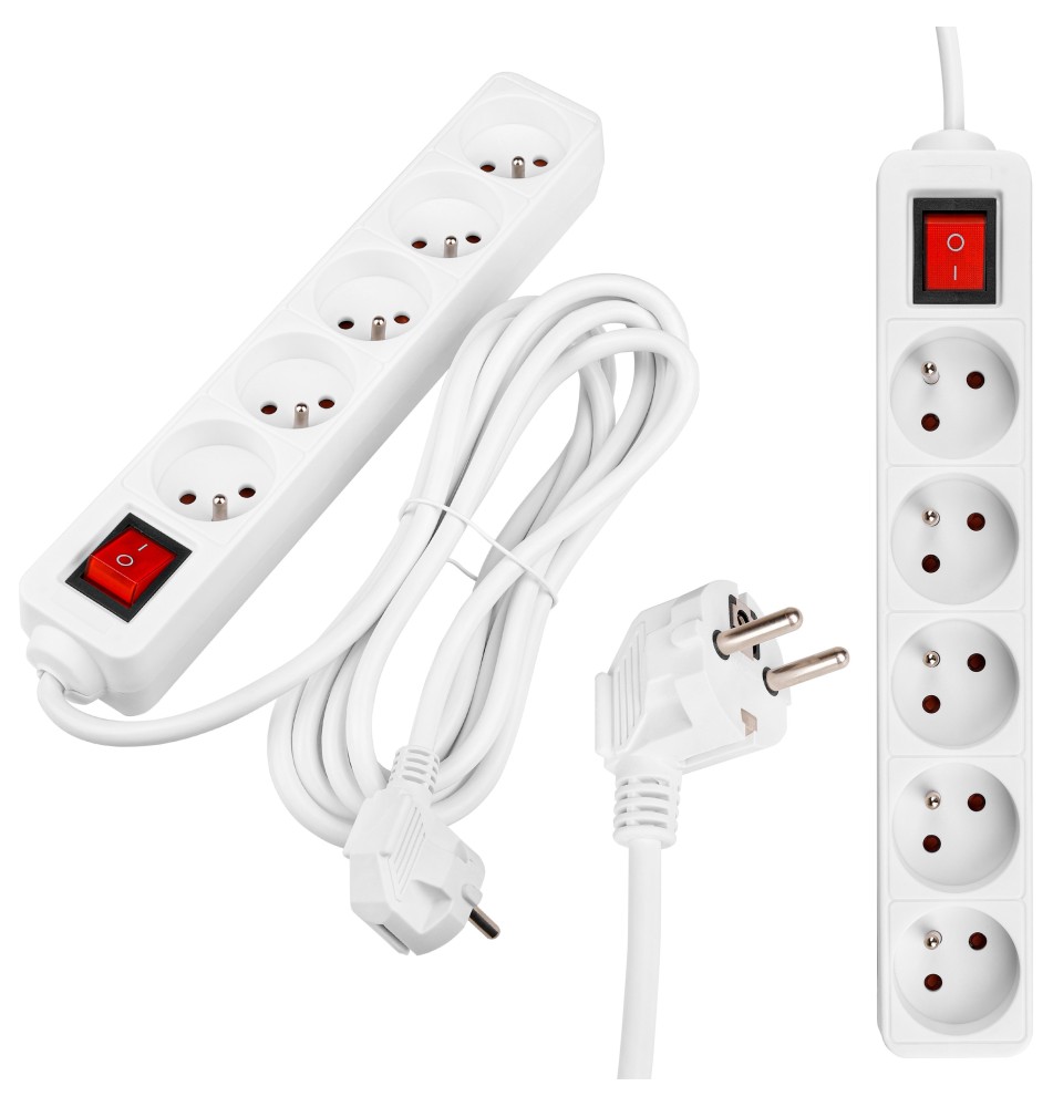 Przedłużacz Silo biały 5x230V 3m włącznik