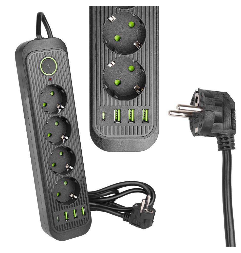 Przedłużacz Modi czarny 4x230V + 3x USB-A 1x USB-C