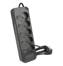 Przedłużacz Modi czarny 5x230V 2m włączniki