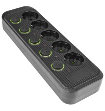 Modi Black Extension Cord, 5x230V, 2 m, with Switches | LVT