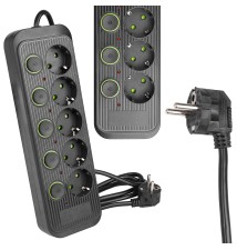 Przedłużacz Modi czarny 5x230V 2m włączniki