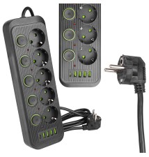 Przedłużacz Modi czarny 5x230V + 5x USB włączniki