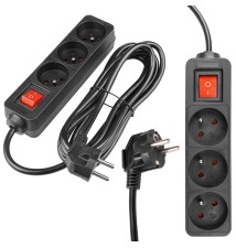 Przedłużacz Silo czarny 3x230V 3m włącznik