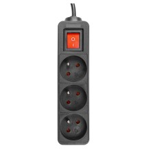 Przedłużacz Silo czarny 3x230V 5m włącznik