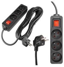 Przedłużacz Silo czarny 3x230V 5m włącznik