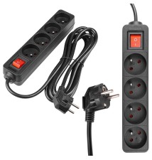 Przedłużacz Silo czarny 4x230V 3m włącznik