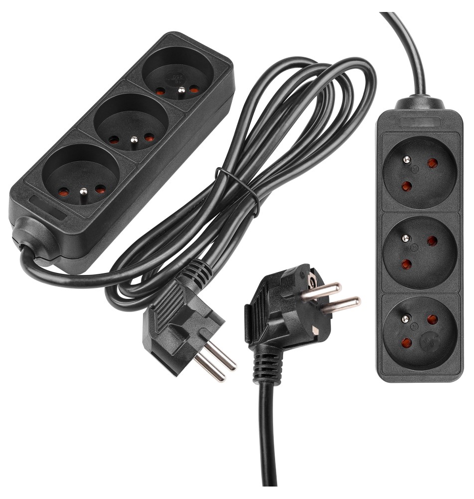 Silo Extension Cord, Black, 3x230V, 1.5 m | LVT