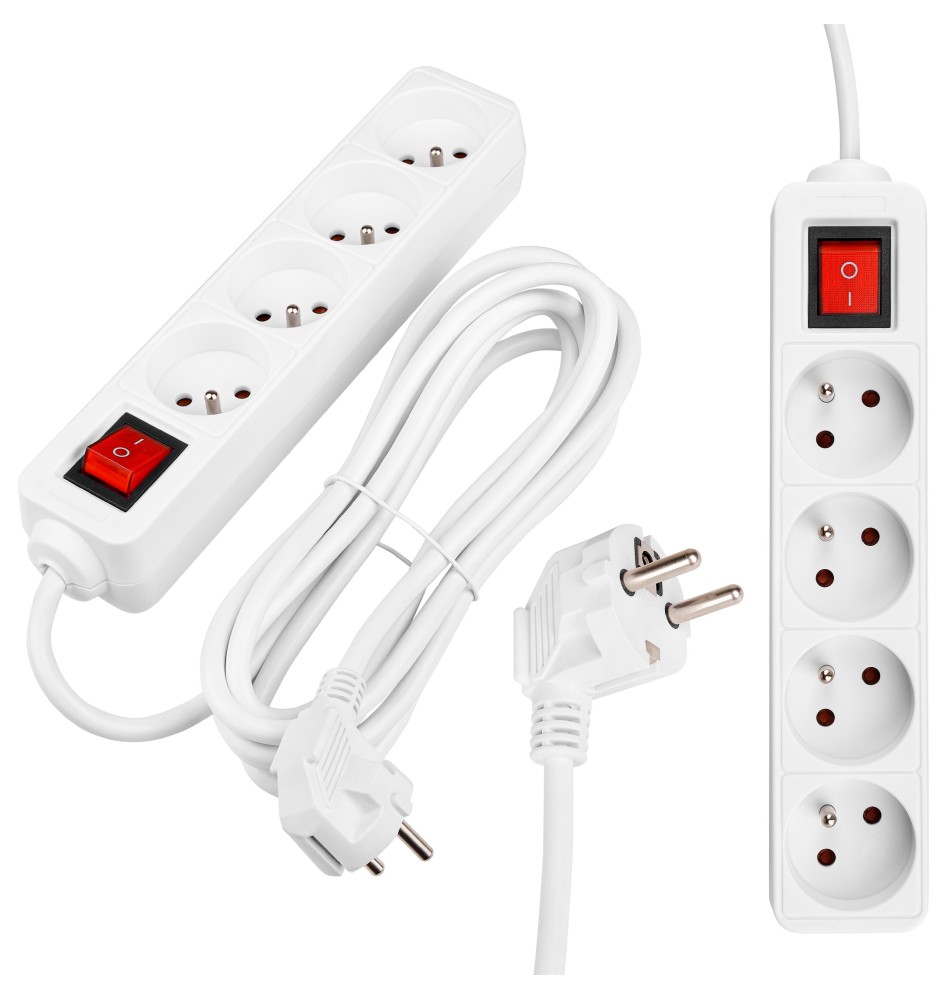 Przedłużacz Silo biały 4x230V 3m włącznik