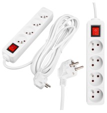 Przedłużacz Silo biały 4x230V 5m włącznik