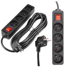 Przedłużacz Silo czarny 4x230V 5m włącznik