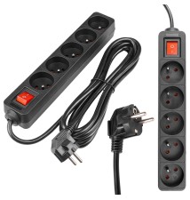 Przedłużacz Silo czarny 5x230V 3m włącznik