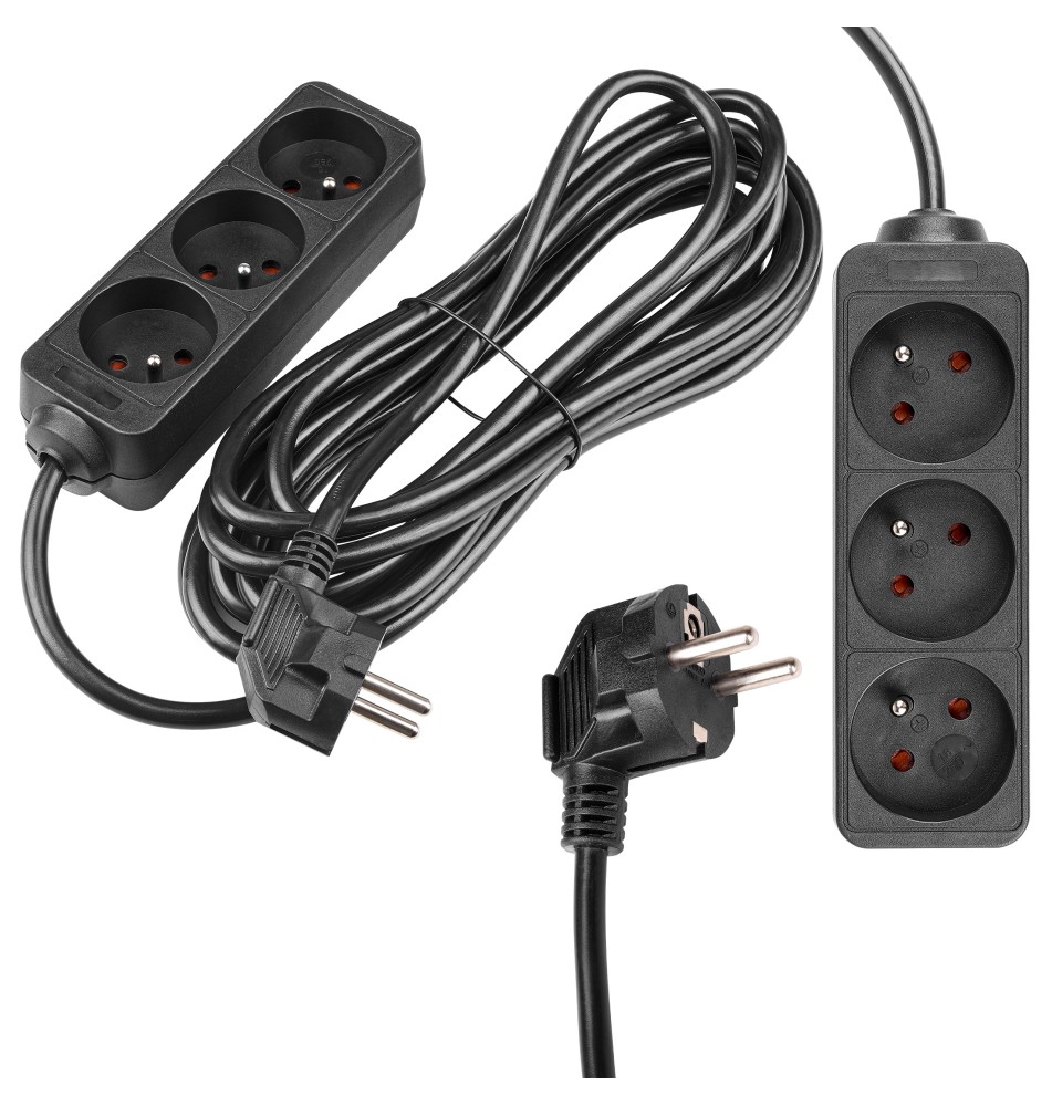 Silo Black Extension Cord, 3x230V, 5m | LVT
