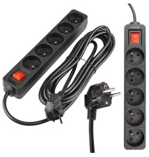 Przedłużacz Silo czarny 5x230V 5m włącznik