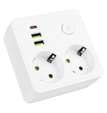 Modi Power Strip, White, 2x230V + 2x USB-A, 1x USB-C | LVT