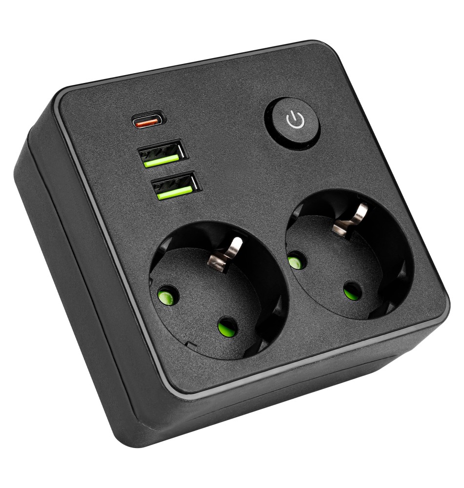 Rozgałęźnik Modi czarny 2x230V + 2x USB-A 1x USB-C | LVT